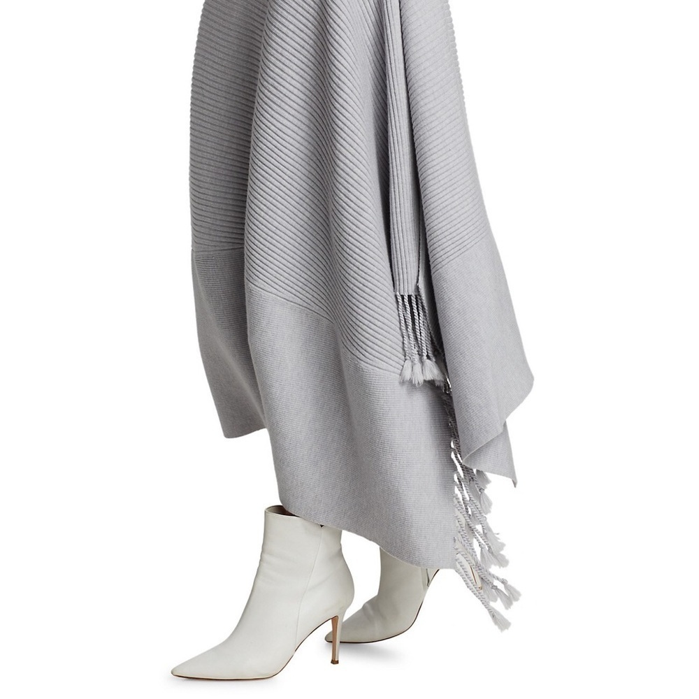Jonathan Simkhai Gray Fog Wool Grace Draped Fringe Crossover Skirt EUC Size XS - Picture 4 of 12